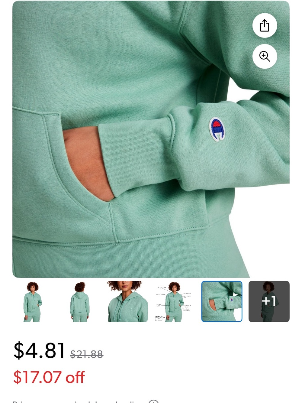 Champion Women's Full-Zip Hoodie in Mint Green - Picture 10 of 14